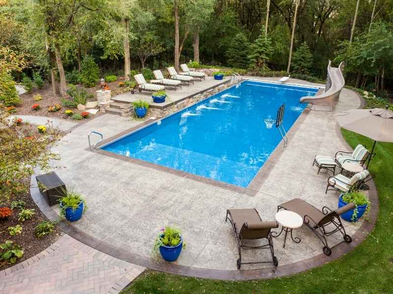 Land surveying for a backyard pool near a utility easement in New Braunfels Texas.